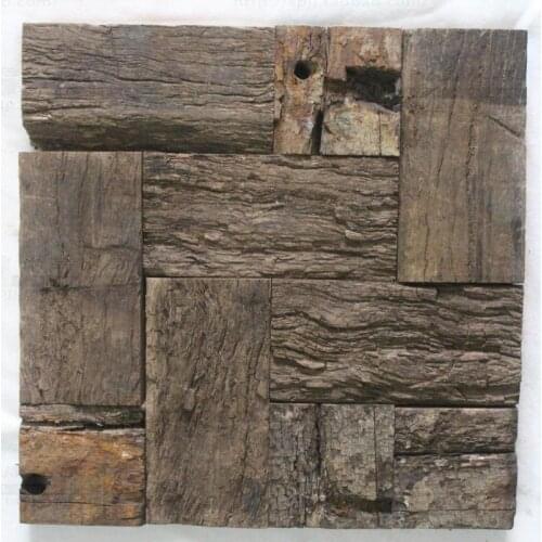 Ancient ship wood tile mosaic pattern rustic style wall decor kitchen backsplash living room wall mosaic tiles bar wall decor
