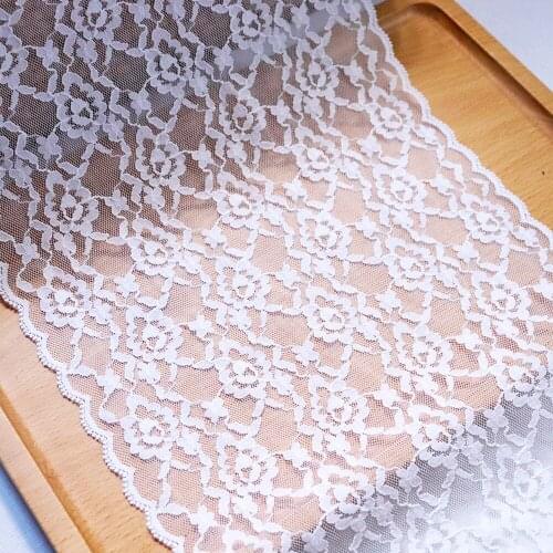 2 Yards 21 cm Wide Spandex Sfot Elastic Stretch Lace Trim Qhite For Bra Clothes Accessories Dress Sewing Lingerie Materials DIY