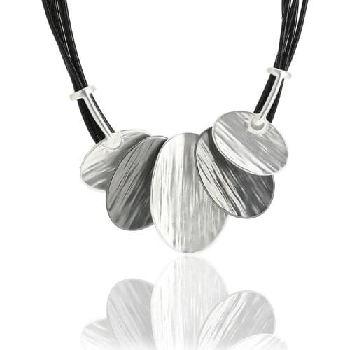 ELOYHI Women Necklace Geometric Top Quality Double Collar Leather Choker For Lady Punk Trendy Neckalce&Pendants Gift