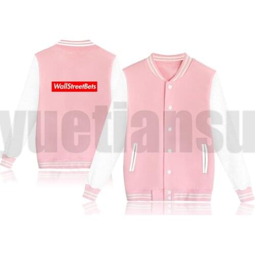Gamestop Hoodie WBS Clothing Fashion Casual WallStreetBets Coat Women Jacket Hip Hop Winter Jacket Female Baseball Pink Jacket