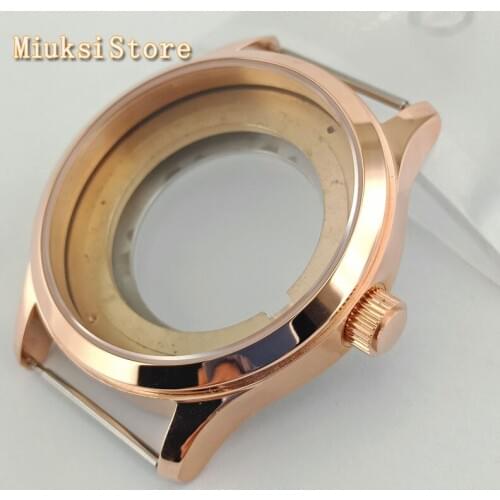 42mm rose gold watch case sapphire crystal fit ETA 2836,Miyota 8205 8215 821A Mingzhu DG 2813 3084 Movement