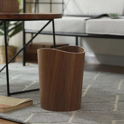 Creative Storage Wooden Trash Can Home Bucket Garbage Bin Hotel Living Room Office Wastebasket Cans wholesales