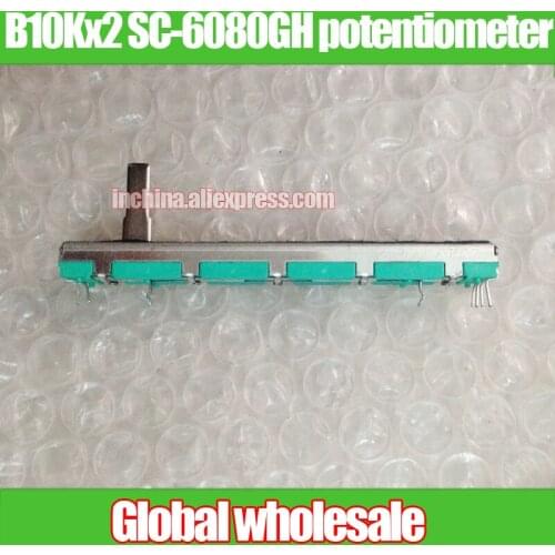 4pcs Mixer Fader 75MM B103 B10Kx2 / SC-6080GH B10K 15C Straight Slide Potentiometer for Yamaha BEHRINGER