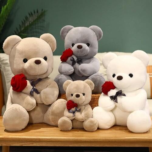 Cute Rose Bear Doll Plush Toy Hug Bear Doll Childrens Birthday Pillow Teddy Bear Home Living Room Bedroom