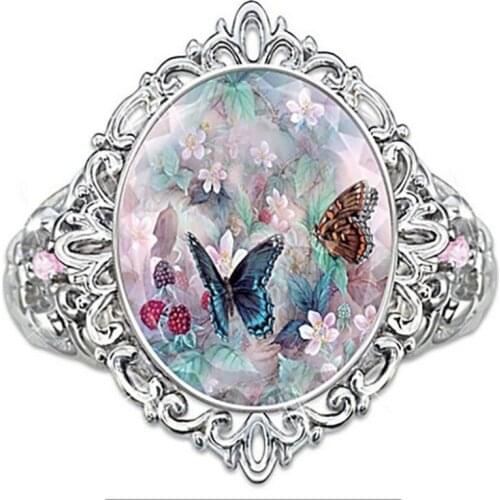 Fashion Personalized Engrave Colorful Animal Photo Ring For Women High Quality Engagement Wedding Jewelry Gifts Wholesale