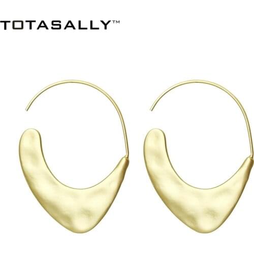 TOTASALLY Fashion Metal Hoop Earrings for Woman Brand Design Matted Gold /Silver Color Hanging Earrings DropShipping Jewelry