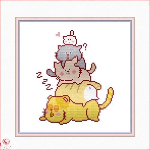 Cute Cartoon Animals Cross Stitch Kit DIY Embroidery Set 14CT 11CT Needlework Sewing Kit Home Decoration Craft Handmade Gift