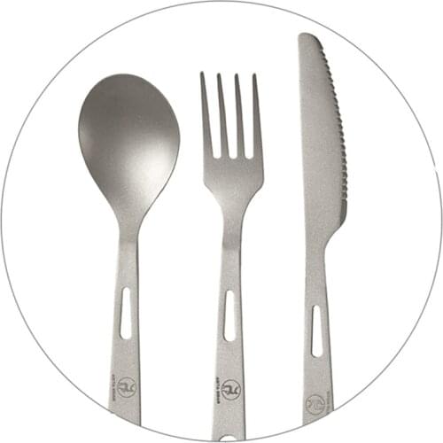ASTA GEAR 3pcs pure titanium UL spork knife/fork/spoon portable camping flatware Lightweight Straight Handle picnic tableware