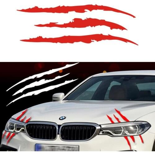 Car Decal Black/White/Red Reflective 40cm*12cm Car Car Claw Sticker Stripe Headlight Styling Marks Auto Vinyl Monster Scratch