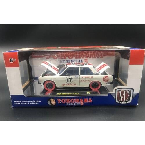 NEW M2 machines 1:24 1970 DATSUN 510 #17 G.T.SPECIAL YOKOHOMA RADIAL Door hood open Limited collection die-casting metal car