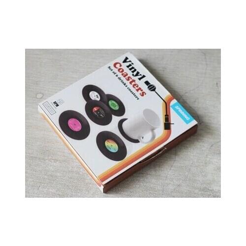 2016 New 6Pieces/Set Household Drinking Accessories Spinning Retro Vinyl Record Drinks Coasters Cup Mats & Pads Home norlmcf