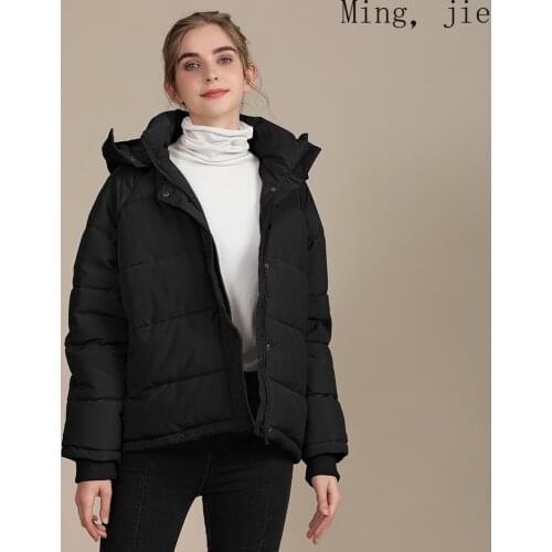 European New Style Short Cotton-padded Jacket Womens Thermal Clip Coat Loose Hooded Coat Luxury Warm Bubble