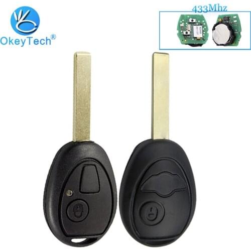 OkeyTech Remote Control Key for BMW Mini Cooper S R50 R53 for Land Rover 433Mhz 2 Button Smart Key Uncut Blank Blade With Code