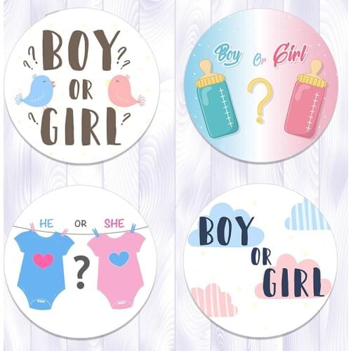 He or She Gender Reveal Team Boy Team Girl Stickers Boy or Girl Tags Labels Party Creative Decoration Baby Shower Supplies