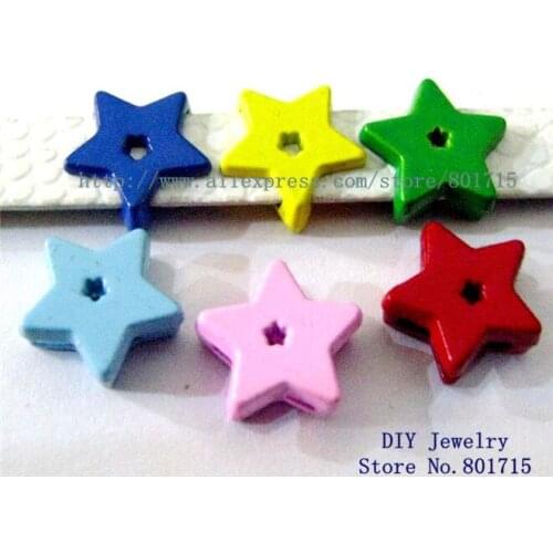 Wholesales 100pcs painting plain star Internal Dia8mm Can through 8mm band DIY Accessories slide Charm zinc alloy mix color