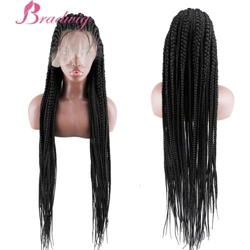 Cornrow Braids Lace Wigs for Black Women 36 inches 13x7 Lace Front Synthetic Wig Cornrow Braids Lace Wigs African Braids Wig