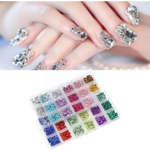 1 Box Crystal Nail Art flat Rhinestone Gold Silver Clear DIY Decoration Flat All 3D Art Nail Bottom Shape Mixed Color H3S2
