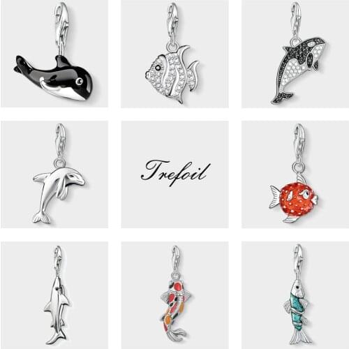 Orca Whale Dolphin Koi Shark Charms Pendant,Fashion Jewelry 925 Sterling Silver Trendy Gift For Women Men Fit Bracelet Necklace