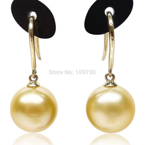 Ry00234 LIGHT !AAA 9-10MM GENUINE SOUTH SEA PEARL 14K EARRING