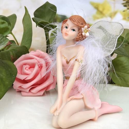 Fairies Angels Garden Elf Beautiful Girl Pink Flower Fairy Car Decoration Resin Home Decoration Gifts For Girl Decorative Craft