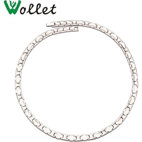 Wollet Jewelry Pure Titanium Necklace Women Silver Color No Plating Health Care Healing Energy Bio Magnet
