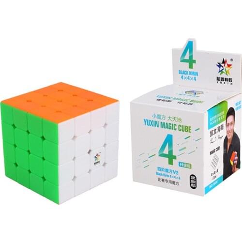 Yuxin Black Kirin V2 4x4x4 Master Cube Stickerless 4X4 Speed Cube 4*4 Learning&Educational Puzzle Cubo Magico Toy Children Gift