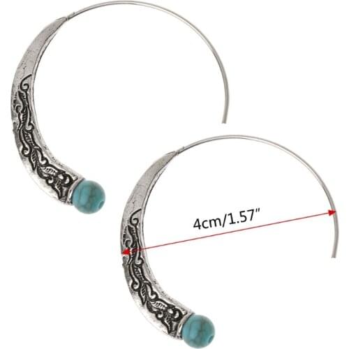 L93F Hoops Boho Earrings Vintage Tibetan Gypsy Indian Bollywood Ethnic Earrings Women