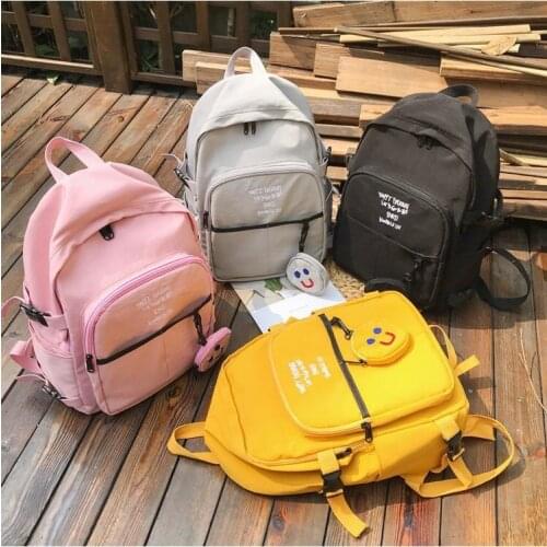 Women Laptop Backpack With Smiley Small Purse Waterproof Nylon Travel Backpacks Women Shoulder Bag For Teenage Girls School Bag