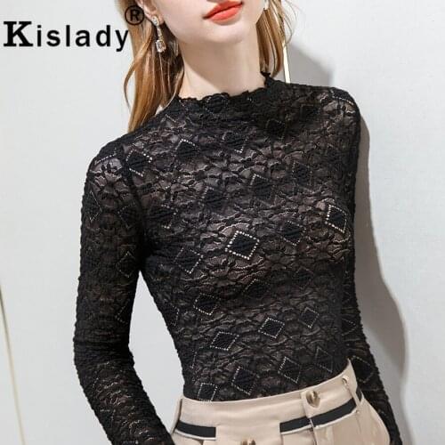 Winter Sexy Hollow Out Patchwork Gothic Shirt Temperament OL O-Neck Petal Sleeve Solid Shirts Korean Harajuku Plus Size Clothes