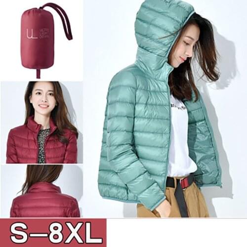 Winter Womens Ultra-Lightweight Down Jacket Duck Down Hooded Jacket Long-Sleeved Warm Jacket Womens Portable Jacket 2021