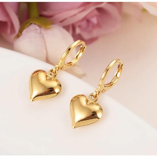 Gold Heart drop Earrings Women/Girl,Love Trendy fashion Jewelry for African/Arab/Middle Eastern kids children best gift
