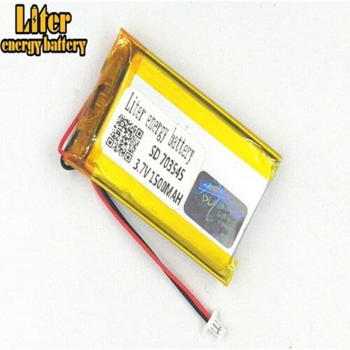 1.0MM 2pin connector 3.7 V 703545 1500mah MP3 MP4 MP5 small toys lithium polymer li-ion rechargeable battery lipo battery