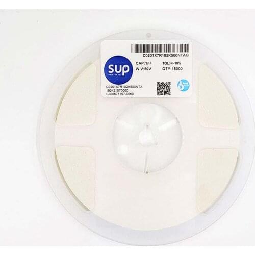 100PCS C0201X7R102K500NTAG Chip capacitor 0201 X7R 102K(1nF) 50V ±10% Thickness 0.3mm