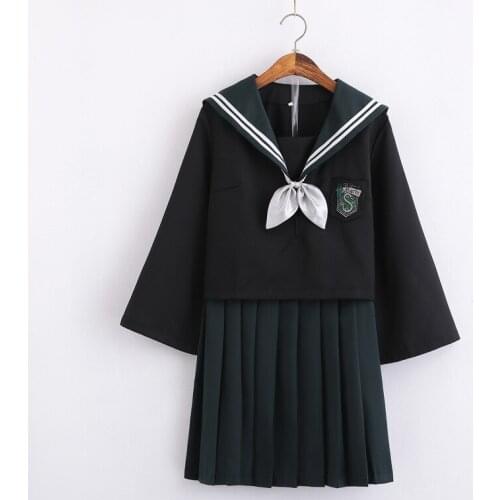 2PCS Japanese Pretty Girl JK Sailor Suit Women Cosplay College School Student Uniform Costumes B65288AD