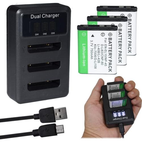 3x Battery + Triple Charger for Fuji NP-45 45A NP-45B 45S Fujifilm FinePix XP140