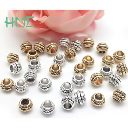 30-50pcs Ancient Gold Silver Color Oblate Ring Spacer Beads For DIY Bracelet Necklace Earrings Handmade Jewelry Making Finding