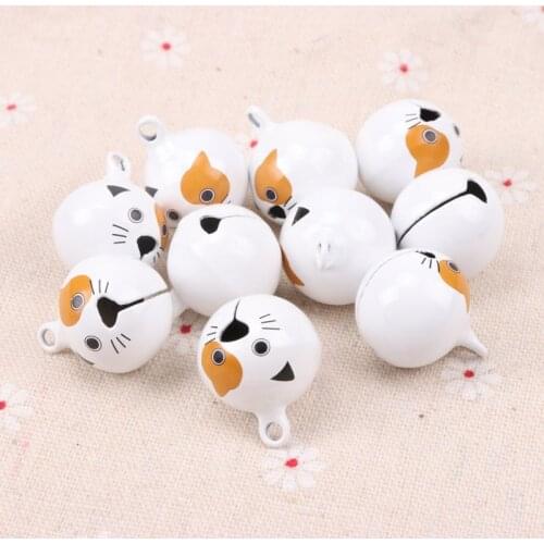 5pcs Jingle Bells Cute Yellow-eyed cat Ornament Metal Bell for Home Party Tree Pendant Childrens shaker Decoration 27mm