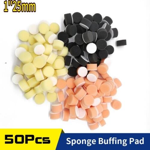 1" 25mm 50Pcs Sponge Buffing Polishing Pads Waxing Buffer Tools Rough & Medium & Fine Fit For Car Polisher