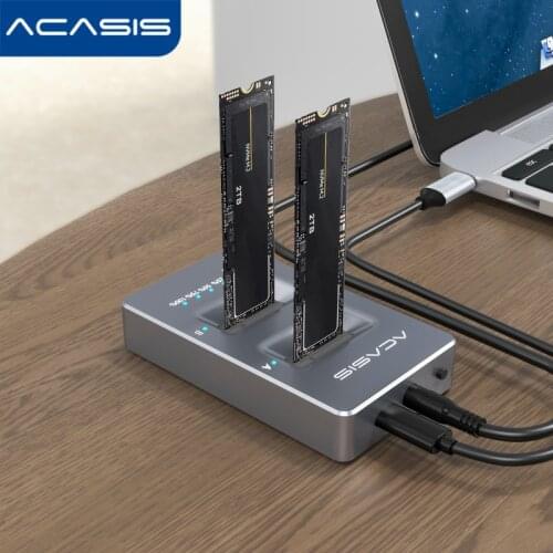 Acasis M.2 External Hard Drive NVME Dual Bay Enclosure Clone Docking Station M.2 To Type C USB 3.1 SSD Disk for Computer