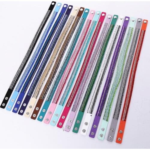 Free Shipping 4 Rows Rhinestone Paved Leather Bracelet Crystal Wide Wrap Velvet Bangle Adjustable Snap Button Closure Wrist Cuff