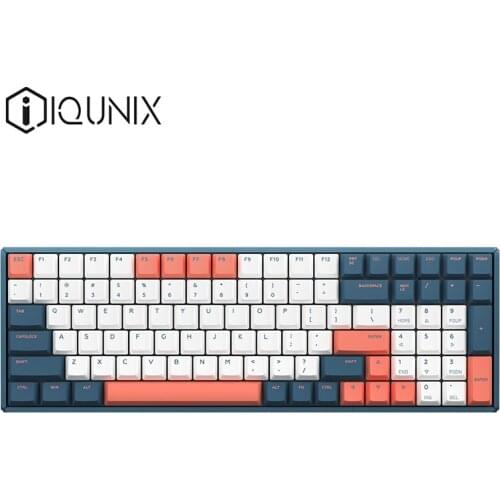 Iqunix wireless mechanical keyboard, Bluetooth dual-mode Coral Sea customized TTC gold powder shaft fast silver moon white f96