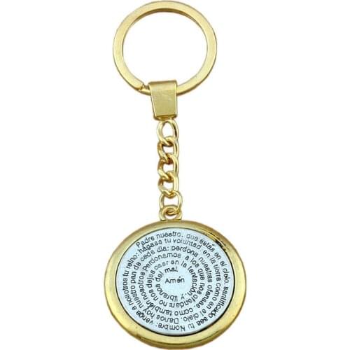 30mm Keychain Bible Amen Round Religious Pendant Key Ring Travel Protection 38mm Pendant 10pcs/lots A-442f