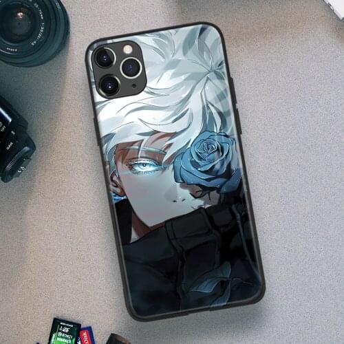 Satoru Gojo Jujutsu Kaisen Anime Soft TPU Glass Phone Case for IPhone SE 6s 7 8 Plus X Xr Xs 11 12 Mini Pro Max Samsung Redmi