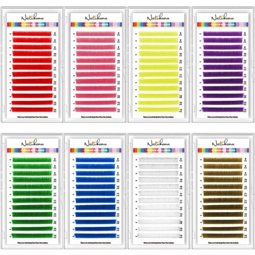 NATUHANA Natural Soft Color Eyelash Extension Individual Mink Coloured False Eyelashes Rainbow Silk Fake Lashes for Makeup tools