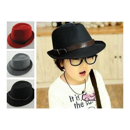 European and American children MAO felt hat, belt, jazz hat gentleman hat, wide-brim felt hat, belt buckle hat, hat