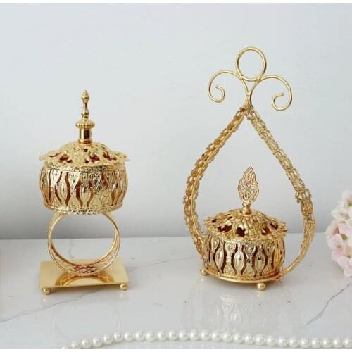 Creative Electroplate Golden Metal Incense Burners Portable Porcelain Censer Buddhism Incense Holder Home Tea House Yoga Studio