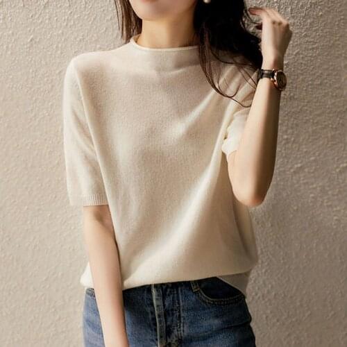 Summer Blusas Mujer De Moda 2021 Short Knitwear Female Bottom Top Shirts Black Soid Free Shipping Items Clothes for Women 0928