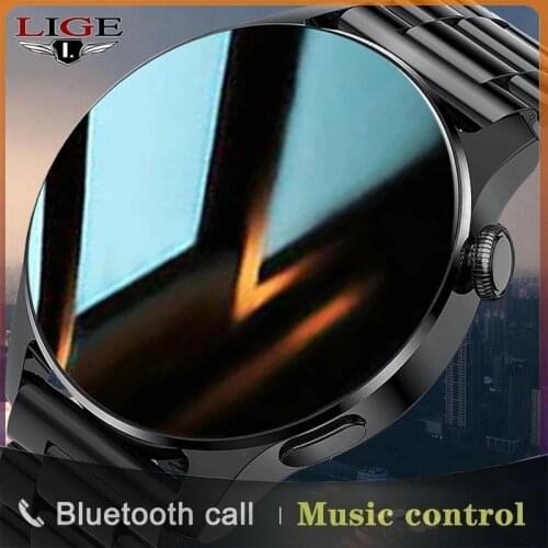 LIGE 2021 New Smart Watch Men Full Touch Screen Sport Fitness Watch IP67 Waterproof Bluetooth For Android IOS Smartwatch Men+box