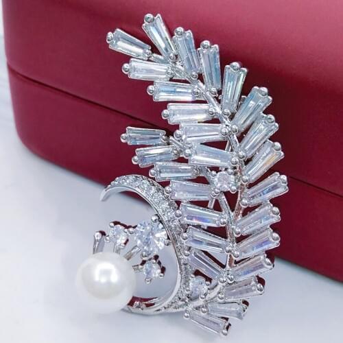 Leaf Brooches Pins Vintage Style Imitation Pearl Big Women Brooch Wedding Accessories Jewelry Garment Charm Women Collar Broches