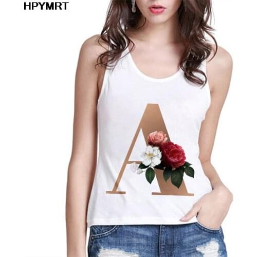 Sexy Women Vest Tank Tops Camisole Fashion A B C D flowers letters Print Couple T-Shirts Streetwear Harajuku Casual Female Top
